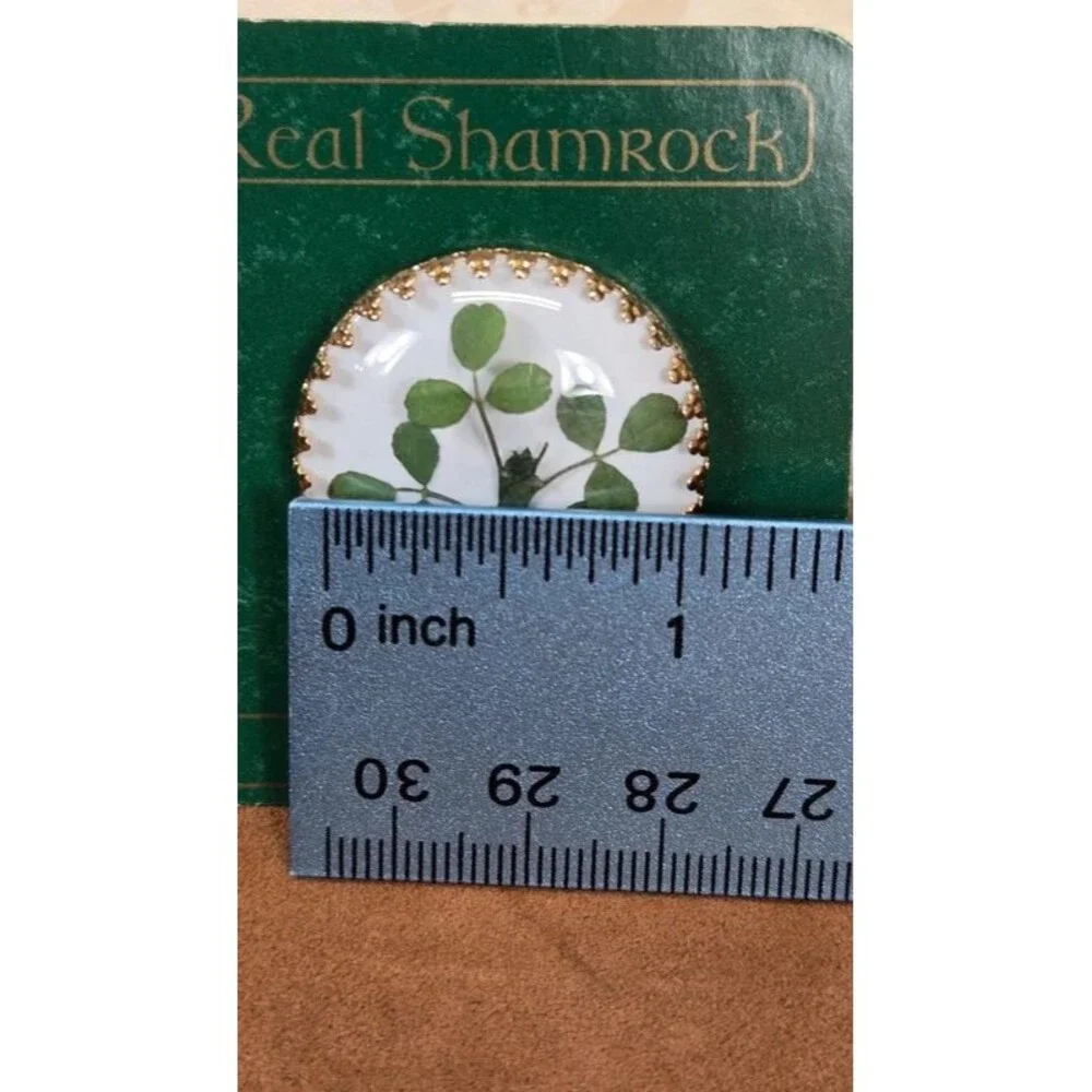 Vintage Real Pressed Shamrock Brooch Pin Ireland 🍀